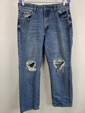 Flying Angel Ripped Distressed High Rise Mom Jeans, Sz 31